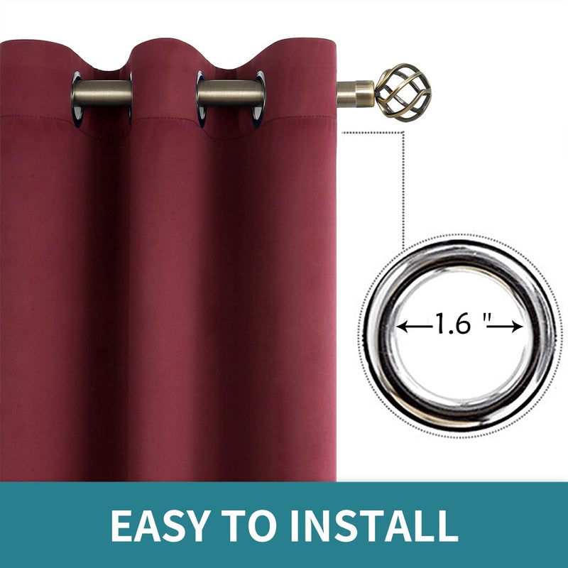 BGment Blackout Curtains for Bedroom - Grommet Thermal Insulated Room Darkening Curtains for Living Room, Set of 2 Panels (42 x 72 Inch, Burgundy) - Image 5